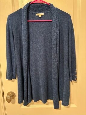 New York & Company Navy Blue Open-Front Knit Cardigan